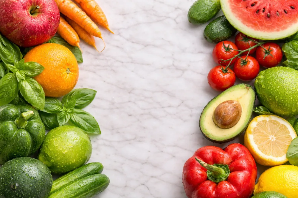 Frutas y verduras reales